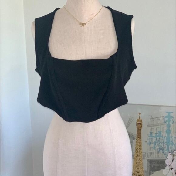 PRETTYLITTLETHING Curved Hem Corset Bustier Crop Top Night Out Sexy Black 12 - Picture 2 of 6